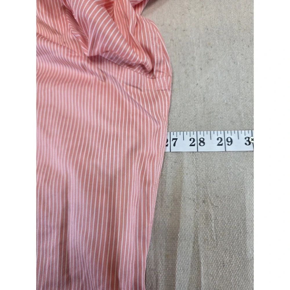 Banana Republic Mens XXL Non Iron Classic Fit Coral White Pinstripe Button Shirt